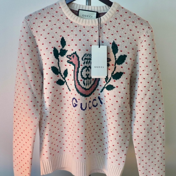 Gucci Sweaters - Gucci Cream and Red Crewneck Sweater